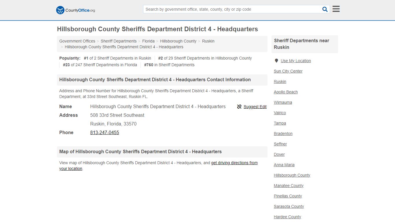 Hillsborough County Sheriffs Department District 4 - Headquarters